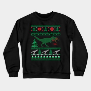 Funny Dinosaur T-Rex Eating Reindeer Tree Rex Ugly Christmas Sweater Crewneck Sweatshirt